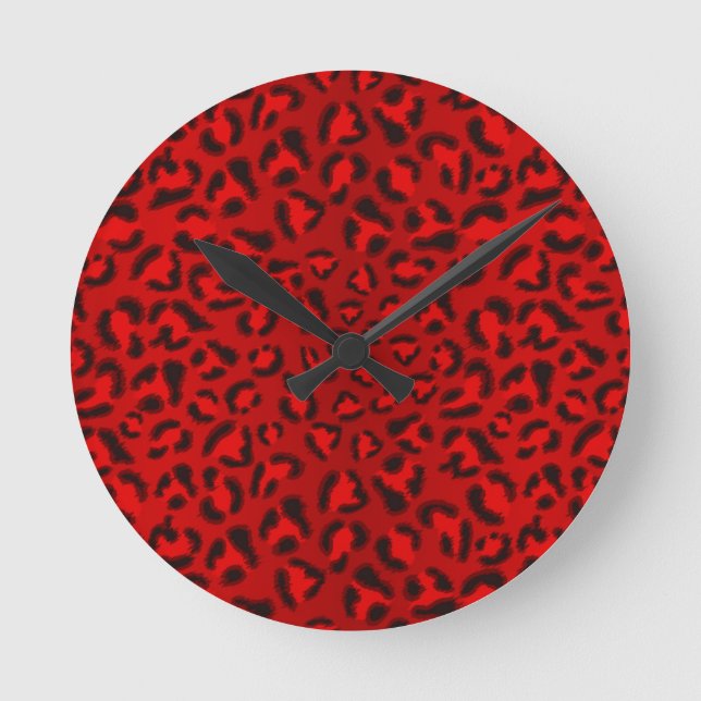 Pink leopard texture pattern. round clock (Front)