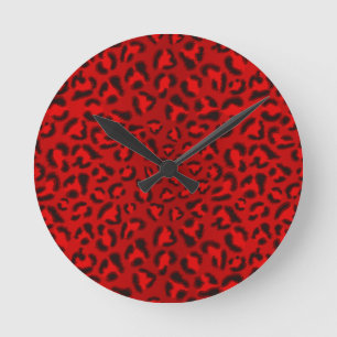 Pink leopard texture pattern. round clock