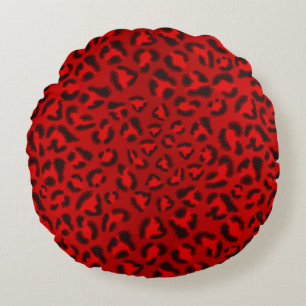 Pink leopard texture pattern. round cushion