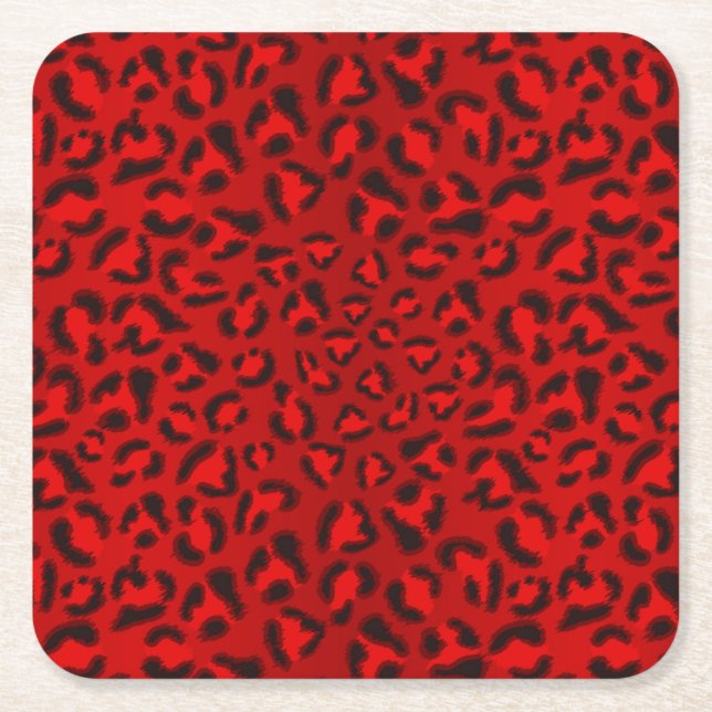 Pink leopard texture pattern. square paper coaster (Front)