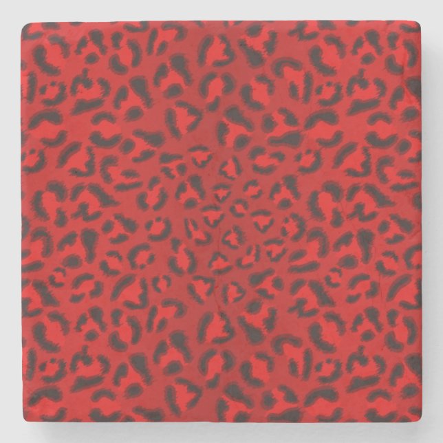 Pink leopard texture pattern. stone coaster (Front)