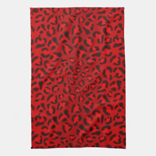 Pink leopard texture pattern. tea towel (Vertical)