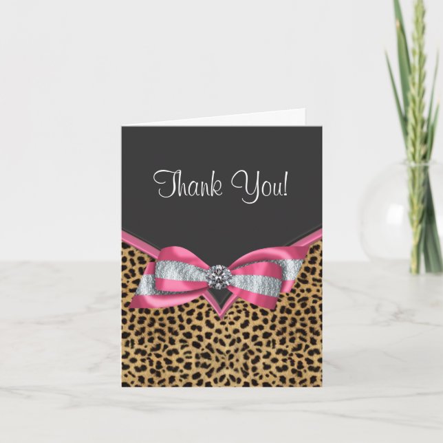 Pink Leopard Thank You Cards (Front)