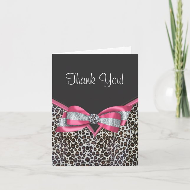 Pink Leopard Thank You Cards (Front)