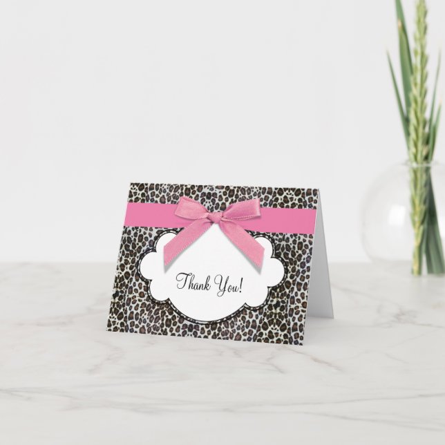 Pink Leopard Thank You Cards (Front)