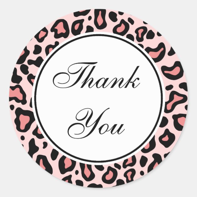 Pink Leopard Thank You Stickers (Front)