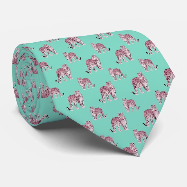  Pink Leopard Tie (Rolled)