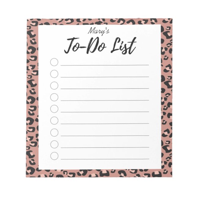 Pink Leopard To-Do List Notepad (Front)
