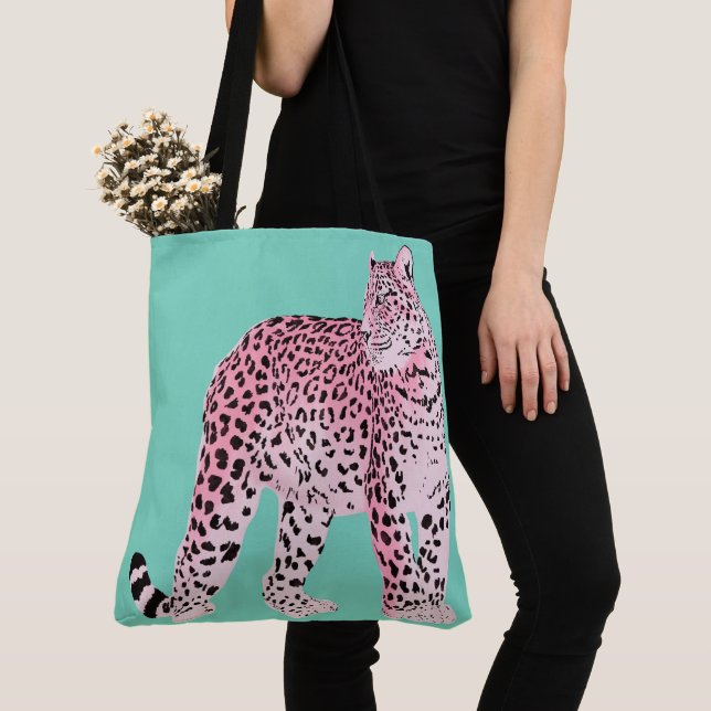  Pink Leopard Tote Bag (Close Up)