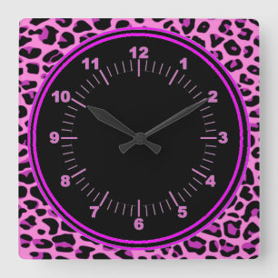 Pink Leopard Wall Clock