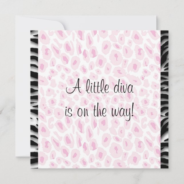 Pink Leopard Zebra Baby Girl Shower Invitation (Front)