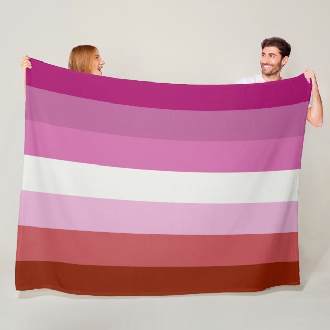 Pink Lesbian Pride Flag Fleece Blanket (In Situ)