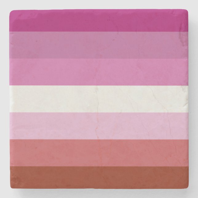 Pink Lesbian Pride Flag Stone Coaster (Front)