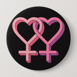 PInk Lesbian Symbol LGBT Equality Button
