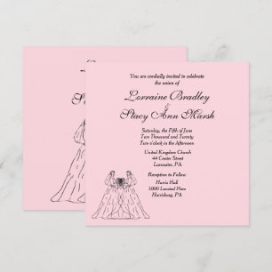 Pink Lesbian Wedding Invitation