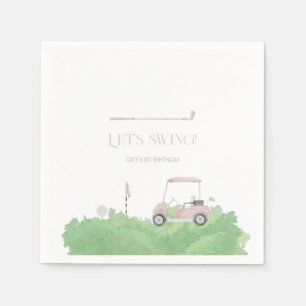 Pink let’s par tee Golf Birthday Napkin
