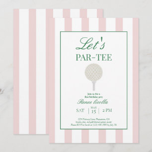 Pink Let’s Par-Tee Golf First Birthday Invitation