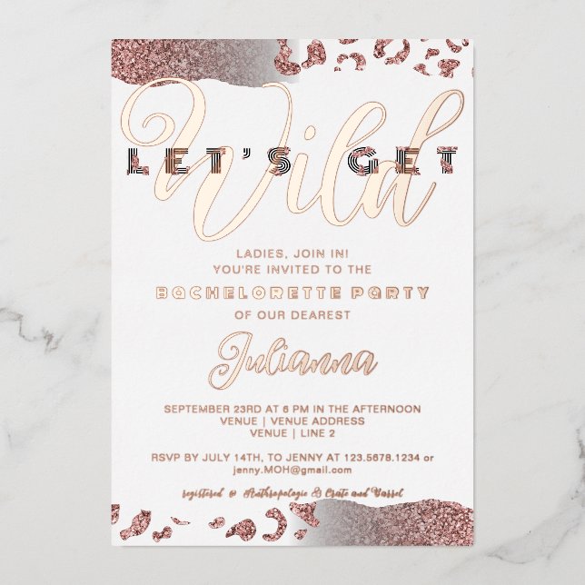 Pink Let's Get Wild Animal Print Bachelorette Bach (Front)