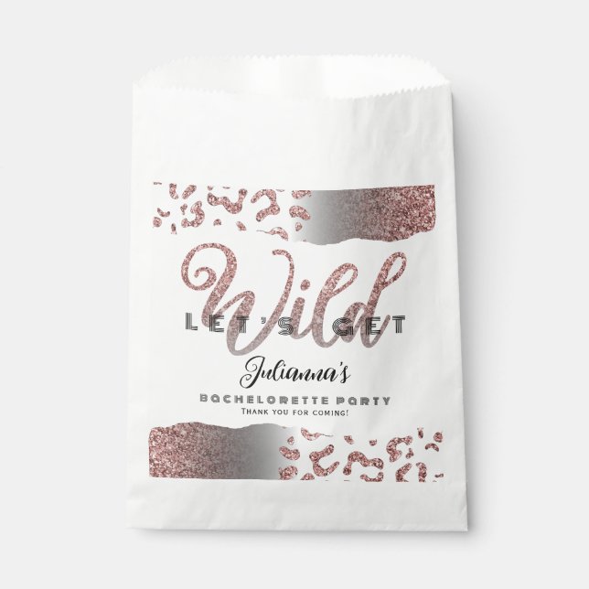 Pink Let's Get Wild Animal Print Bachelorette Bach Favour Bags (Front)