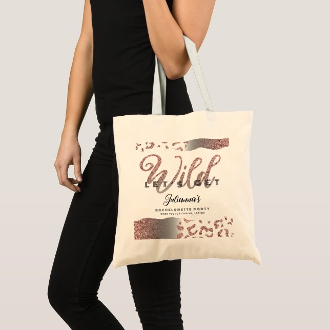 Pink Let's Get Wild Animal Print Bachelorette Bach Tote Bag (Front (Product))