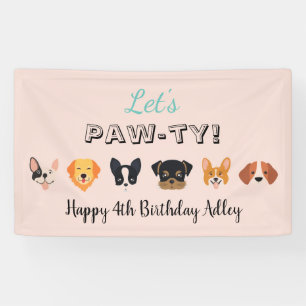 Pink Let's Paw-ty Girl Dog Birthday Party Banner