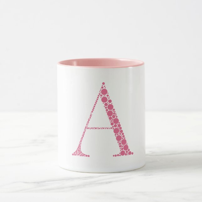 Pink Letter A Mug – Minimal Circle Monogram Design (Center)