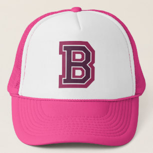 Pink Letter 'B' Monogram Trucker Hat