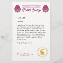 Pink Letter From The Easter Bunny