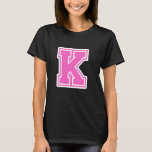 Pink Letter K Monogram Initial for First or Last N T-Shirt