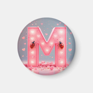 💖 Pink Letter M Monogram Fridge Magnet Cute Decor