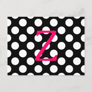 Pink Letter Z on Polka Dots Postcard