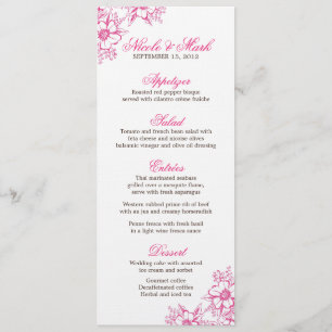 Pink Letterpress Style Wedding Menu