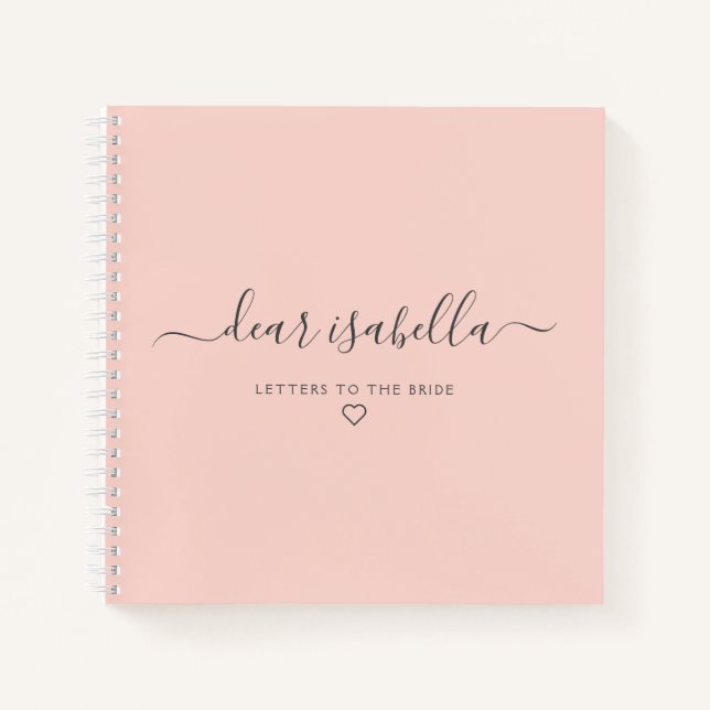 Pink Letters to the Bride Keepsake Memory Notebook (Front)