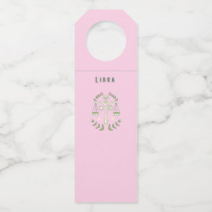 Pink Libra, zodiac, star sign Bottle Tag