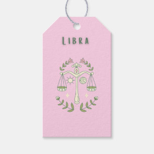 Pink Libra, zodiac, star sign Gift Tags