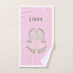 Pink Libra, zodiac, star sign Hand Towel
