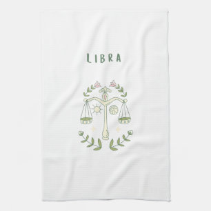 Pink Libra, zodiac, star sign  Tea Towel