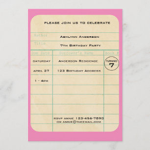 Pink Library Card Birthday