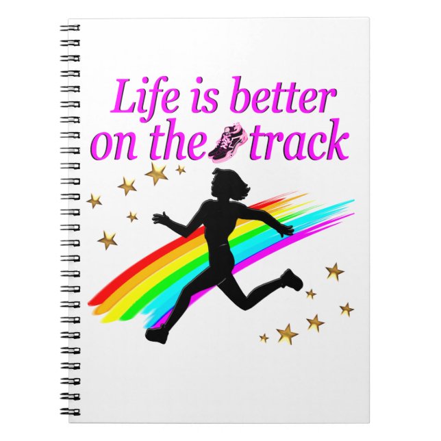 PINK LIFE IS BETTER ON THE TRACK DESIGN NOTEBOOK (Front)