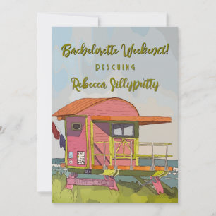 Pink Lifeguard Vibes Bachelorette Weekend Invitation
