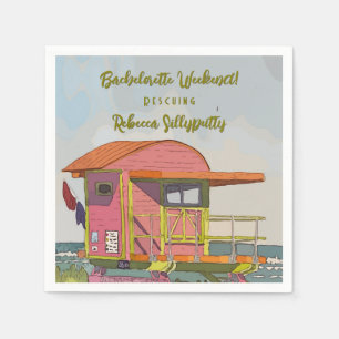 Pink Lifeguard Vibes Bachelorette Weekend Napkin