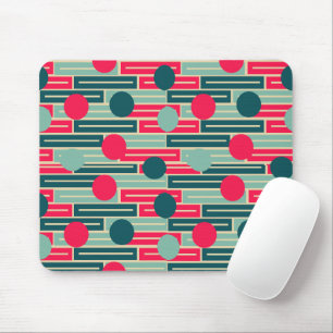 Pink, Light Blue, Teal Rectangles and Circles  Mouse Mat