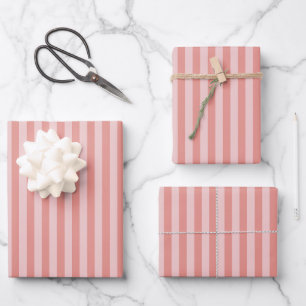 Pink & Light Pink Stripes Wrapping Paper Sheet