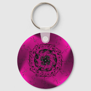 Pink light spiral pattern keychain