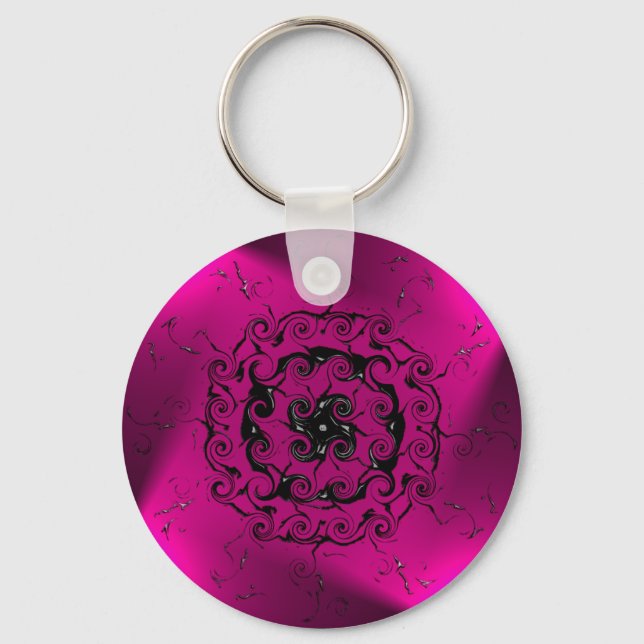 Pink light spiral pattern keychain (Front)