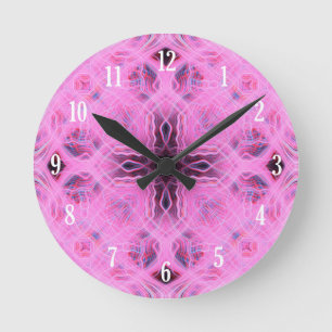 Pink light trails pattern round clock