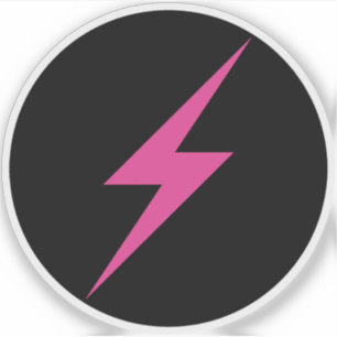 Pink Lightning Bolt Of Feminism (on black)