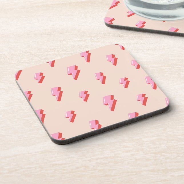 Pink Lightning Bolt Pattern Coaster (Left Side)