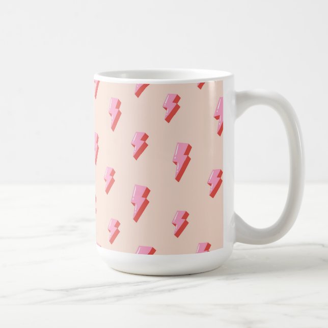 Pink Lightning Bolt Pattern Coffee Mug (Right)