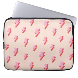 Pink Lightning Bolt Pattern Laptop Sleeve